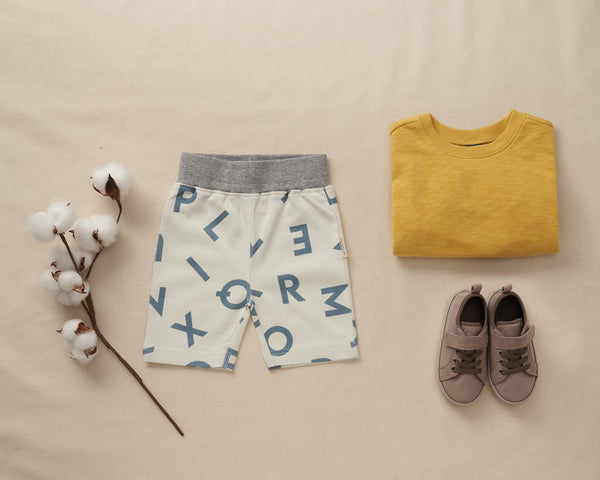 Baby Beige Alphabet Shorts | The picnic day